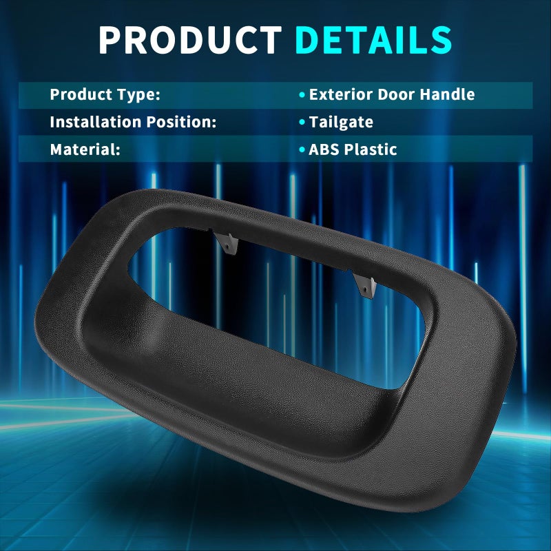IRONTEK Black Tailgate Handle Bezel Replacement Compatible for Chevrolet 99-07 Silverado 1500/ Silverado 2500, for GMC 99-07 Sierra 1500/ Sierra 2500 Tailgate Handle Bezel - Image 3